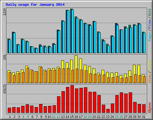 Daily usage for January 2014