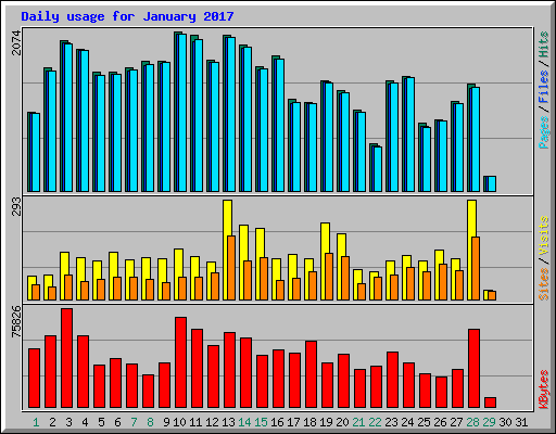 Daily usage for January 2017