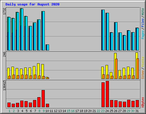 Daily usage for August 2020