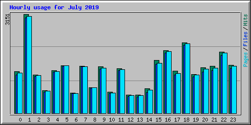 Hourly usage for July 2019